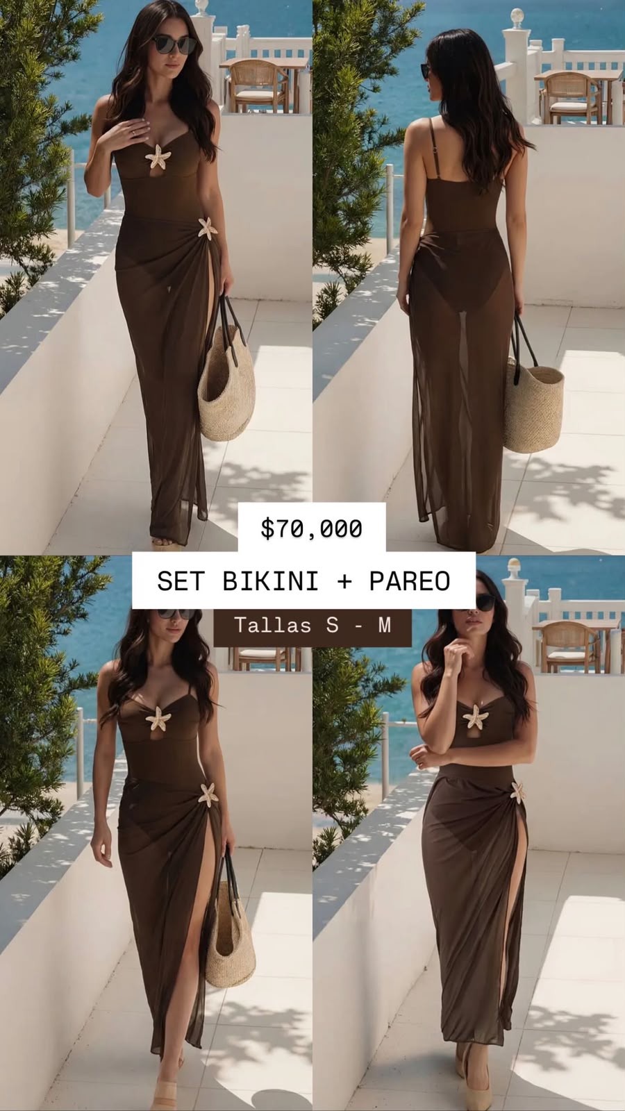 Bikini Enterizo Chocolate + Pareo